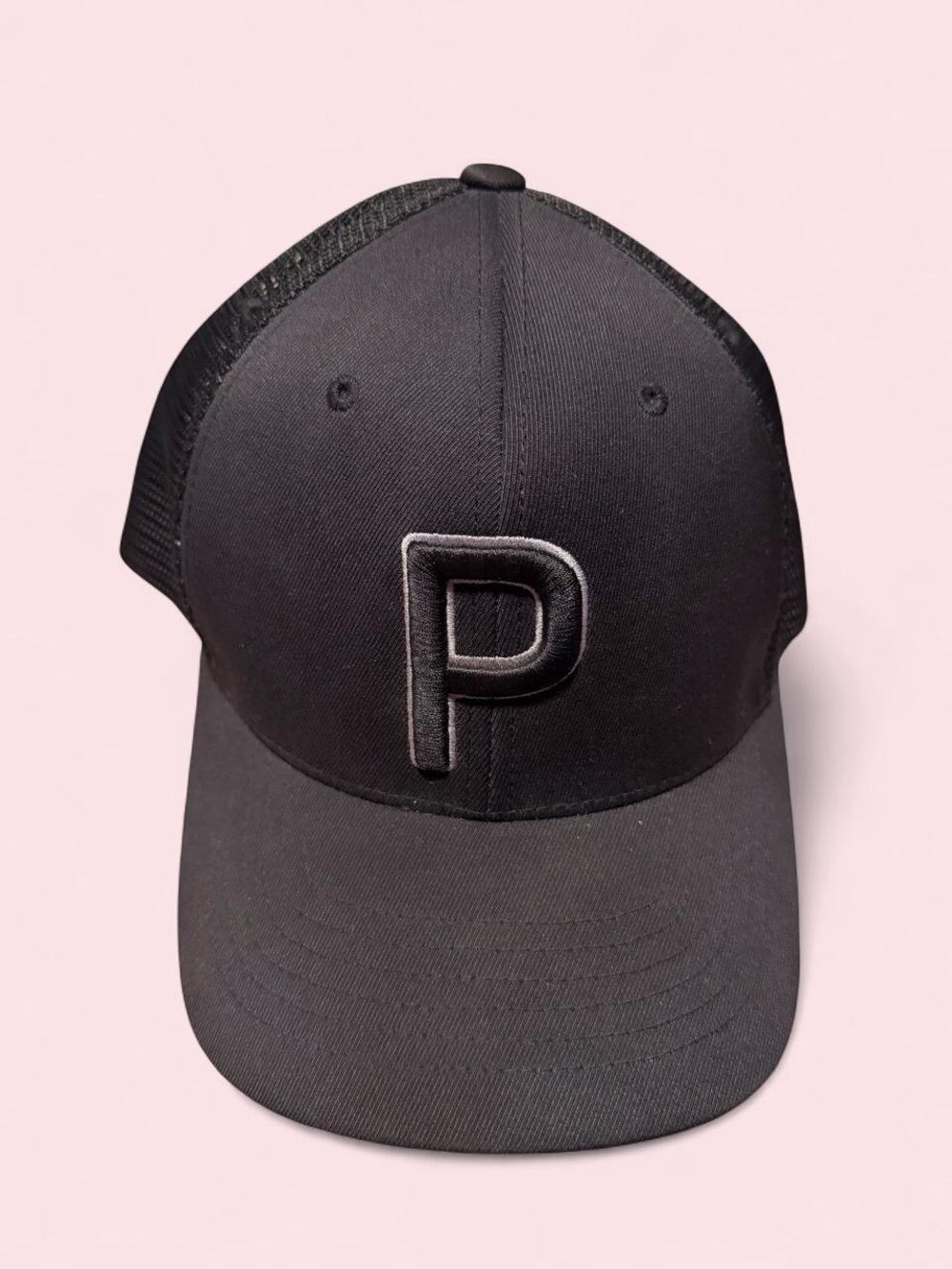 Men's Black P Embroidered Trucker Cap - Puma Golf